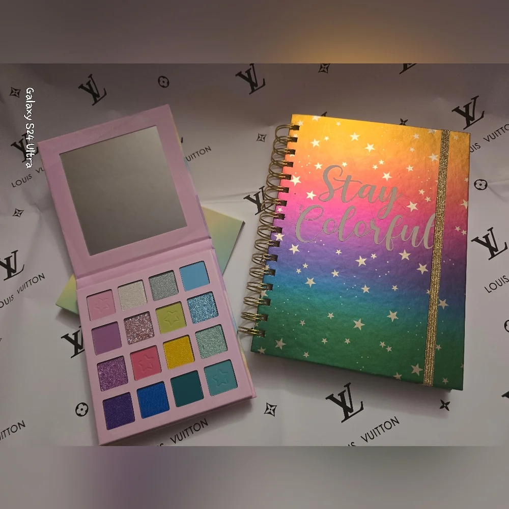2 Piece Set: Life In Pastel 16 Eyeshadow Pallet & Stay Colorful Notebook NEW